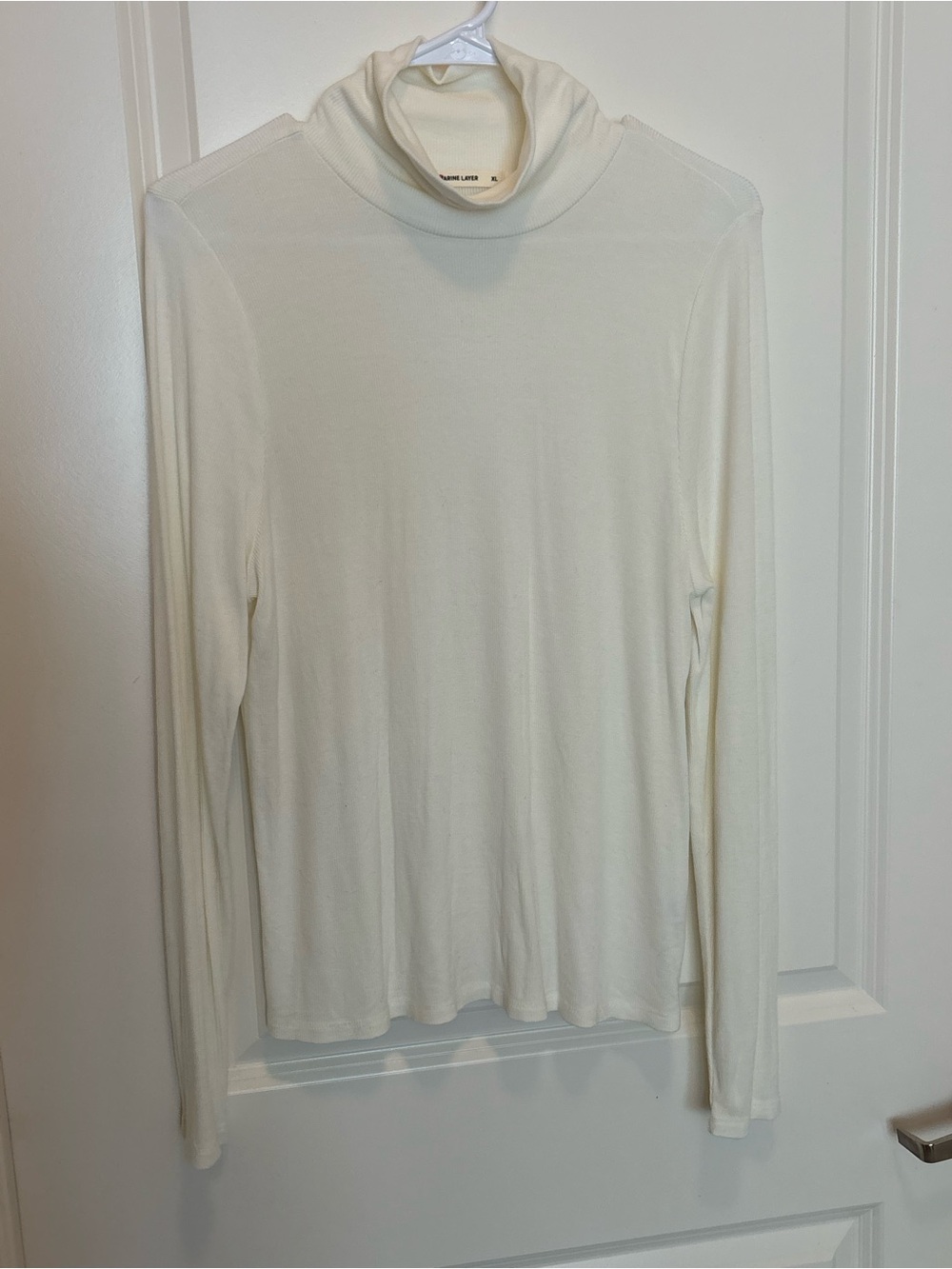 Marine Layer Cream Long Sleeve Turtleneck Top